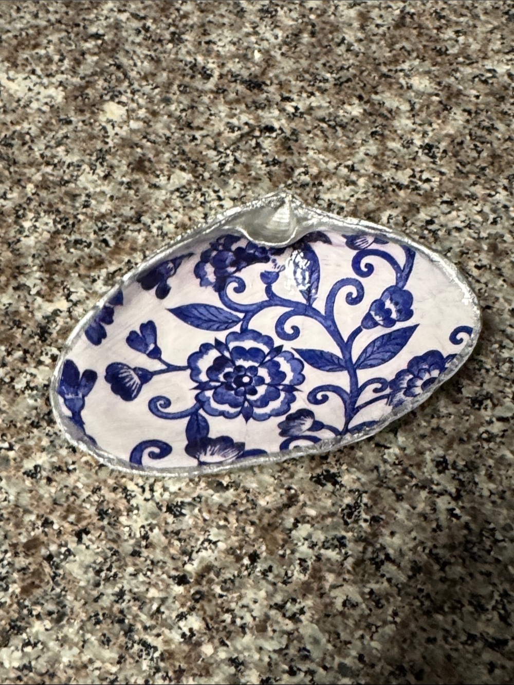 Blue Floral Decorative Shell Tray -
